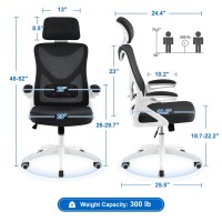 Yaheetech Ergonomic Mesh Office Chair High Back Desk Chair With Flipup Armrests Adjustable Padded Headrest Computer Chair Wit