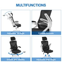 Yaheetech Ergonomic Mesh Office Chair High Back Desk Chair With Flipup Armrests Adjustable Padded Headrest Computer Chair Wit