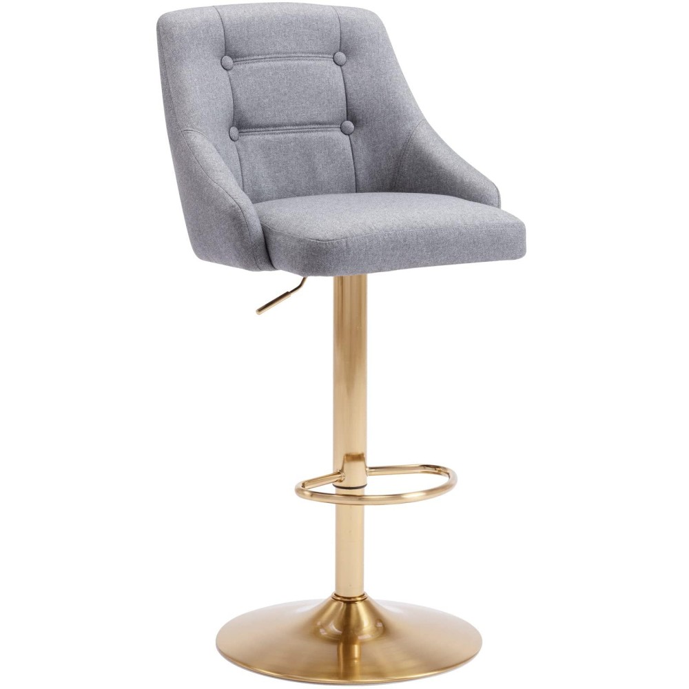 Brage Living Swivel Bar Stool With Back Adjustable Fabric Tufted Barstool Upholstered Counter Height Airlift Bar Chair For Kit