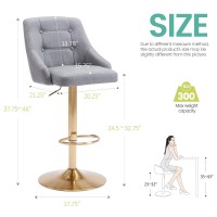 Brage Living Swivel Bar Stool With Back Adjustable Fabric Tufted Barstool Upholstered Counter Height Airlift Bar Chair For Kit