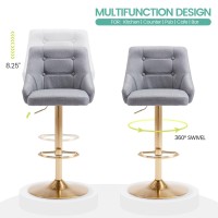 Brage Living Swivel Bar Stool With Back Adjustable Fabric Tufted Barstool Upholstered Counter Height Airlift Bar Chair For Kit