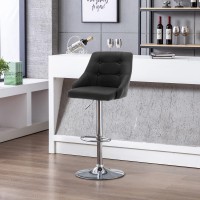 Brage Living Swivel Bar Stool With Back Adjustable Pu Leather Tufted Barstool Upholstered Counter Height Airlift Bar Chair For