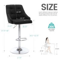 Brage Living Swivel Bar Stool With Back Adjustable Pu Leather Tufted Barstool Upholstered Counter Height Airlift Bar Chair For