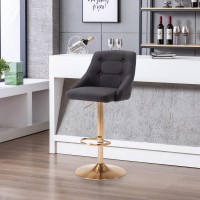 Brage Living Swivel Bar Stool With Back Adjustable Fabric Tufted Barstool Upholstered Counter Height Airlift Bar Chair For Kit