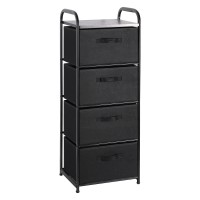 Max Houser 4 Drawer Fabric Dresser Tall Storage Tower Dresser Chest With Wood Top Vertical Nightstand Side Organizer Unit With