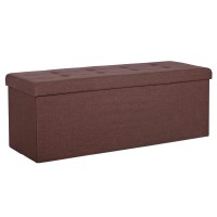 Super Deal 43 Inches Folding Storage Ottoman Bench, Linen Footrest With Divider Foam Padded Seat Toy Storage Long Chest Box For Living Room Bedroom Entryway, 660 Lbs Capacity 15