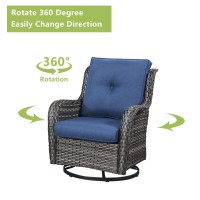 Rilyson Wicker Patio Furniture Set 6 Pc Rattan Outdoor Sectional Conversation Sets With 2 Swivel Rocking Chairs 2 Ottomans 1 S