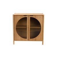 Baxton Studio Naresh MidCentury Modern Transitional Natural Brown Bamboo Wood 2Door Storage Cabinet