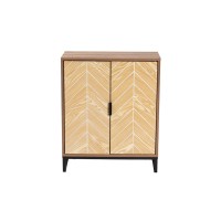 Baxton Studio Josephine MidCentury Modern Transitional TwoTone Walnut and Natural Brown Finished Wood and Black Metal 2Door S