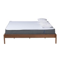 Baxton Studio Agatis MidCentury Modern Ash Walnut Finished Wood Queen Size Bed Frame