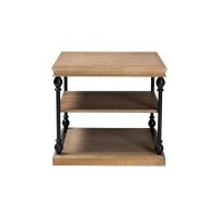 Baxton Studio Sebastian Traditional Industrial Greywashed Wood and Black Metal 3-Tier End Table