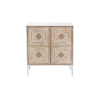 Baxton Studio Favian Classic and Traditional TwoTone White and Weathered Brown Finished Wood and White Metal 2Door Sideboard