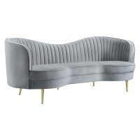 Sophia Upholstered Sofa with Camel Back Grey and Gold