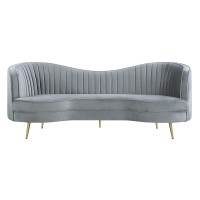 Sophia Upholstered Sofa with Camel Back Grey and Gold