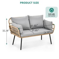 Yitahome Patio Loveseat Allweather Wicker Rattan 2 Seater Sofa With Cushions Lumbar Pillows Outdoor Patio Furniture Set For