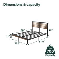 Zinus Kai Bamboo And Metal Platform Bed Frame With Headboard / No Box Spring Needed / Easy Assembly, King