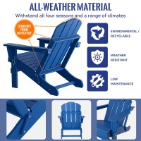 WUTUTUEE Adirondack Chair Folding Chair for Outside Weather Resistant Patio Chairs Lawn Chair Outdoor Adirondack Chair Fire Pit Plastic Chair for Patio Deck, Garden, Dark Blue