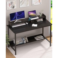 Woodynlux Computer Desk With Shelves 43 Inch Gaming Writing Desk Study Pc Table Workstation With Storage For Home Office Livi