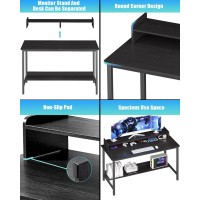 Woodynlux Computer Desk With Shelves 43 Inch Gaming Writing Desk Study Pc Table Workstation With Storage For Home Office Livi