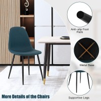 Giantex Modern Dining Chairs Set Of 4 - Classic Comfy Upholstered 17??High Backrest Linen Dining Room Chairs For Dining Room, Living Room, Bedroom, Restaurant, Small Space, Blue