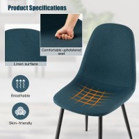 Giantex Modern Dining Chairs Set Of 4 - Classic Comfy Upholstered 17??High Backrest Linen Dining Room Chairs For Dining Room, Living Room, Bedroom, Restaurant, Small Space, Blue