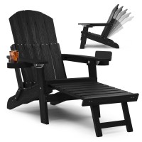 Yefu Adirondack Chair With Ottoman Adjustable Backrest Adirondack Chairs Folding Outdoor Fire Pit Chair With 2 Cupholders We