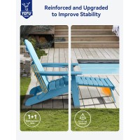 YEFU Adirondack Chair with Ottoman, Adjustable Backrest Adirondack Chairs, Folding Outdoor Fire Pit Chair with 2 Cup-Holders, Weather Resistant for Patio Lawn Outside Garden Pool, 380lbs (Blue)