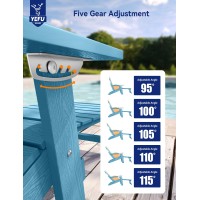 YEFU Adirondack Chair with Ottoman, Adjustable Backrest Adirondack Chairs, Folding Outdoor Fire Pit Chair with 2 Cup-Holders, Weather Resistant for Patio Lawn Outside Garden Pool, 380lbs (Blue)