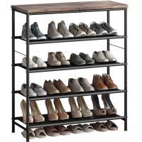 Ingiordar Shoe Rack Organizer 5 Tier Metal Organizer Shelf With Industrial Mdf Board And Layer Fabric For Entryway Closet Bedroo