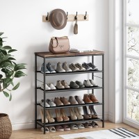 Ingiordar Shoe Rack Organizer 5 Tier Metal Organizer Shelf With Industrial Mdf Board And Layer Fabric For Entryway Closet Bedroo