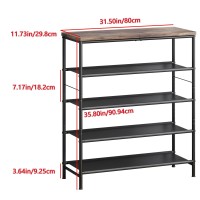 Ingiordar Shoe Rack Organizer 5 Tier Metal Organizer Shelf With Industrial Mdf Board And Layer Fabric For Entryway Closet Bedroo