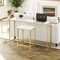 Mahancris Console Table, Narrow Sofa Table, 43.3??Entrance Table With Power Station, Behind Couch Table, Simple Style, For Living Room, Hallway, Entryway, Foyer, Marble And Gold Ctjm112E01