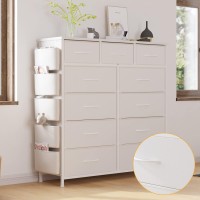 Livehom Dresser For Bedroom With 11 Drawer, Dressers & Chests Of Drawers With Side Pockets, Hooks, Fabric Storage Drawer, Steel Frame, Wood Top, Organizer Unit And Pull Handle For Closet.