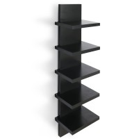 Bloddream 5 Tier Wall Shelves Black Vertical Column Shelf Floating Storage Home Decor Organizer Design Utility Shelving Bedroom