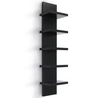 Bloddream 5 Tier Wall Shelves Black Vertical Column Shelf Floating Storage Home Decor Organizer Design Utility Shelving Bedroom