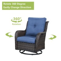 Rilyson Wicker Patio Furniture Set 5 Piece Rattan Outdoor Sectional Conversation Sets With 2 Rocking Swivel Chairs 2 Ottomans