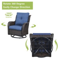 Rilyson Wicker Patio Furniture Set 6 Piece Rattan Outdoor Sectional Conversation Sets With 2 Swivel Rocking Chairs 2 Ottomans