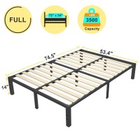 Roil 14 Inch Full Size Bed Frames With Wood Slats 3500Lbs Heavy Duty No Box Spring Needed Platform Mattress Stoppers Double M