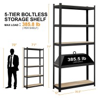 Topeakmart 5Tier Utility Shelves Metal Storage Shelves Garage Shelving Unit Adjustable Garage Storage Shelves Storage Racks He