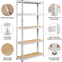 Topeakmart 5Tier Utility Shelves Metal Storage Shelves Garage Shelving Unit Adjustable Garage Storage Shelves Storage Racks He