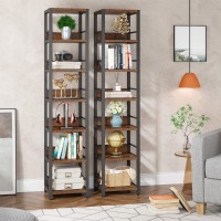 Tribesigns 6-Tier Corner Shelf, 75 Inch Tall Narrow Bookshelf Storage Rack, Etagere Shelves Display Stand For Small Spaces, Rustic Open Bookcase Square Shelf Tower For Living Room Bathroom