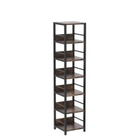 Tribesigns 6-Tier Corner Shelf, 75 Inch Tall Narrow Bookshelf Storage Rack, Etagere Shelves Display Stand For Small Spaces, Rustic Open Bookcase Square Shelf Tower For Living Room Bathroom