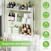 Simple Trending Over The Toilet Storage Rack  Metal 3 Tier Bathroom Organizer Shelf With Paper Holder And 3 Hooks  White