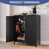 Lissimo Metal Storage Cabinet,Home Office Cabinet With Doors And Adjustable Shelves,Locking Cabinet With Adjustabl Leg Levelers Assembly Required(Black)