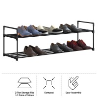 Homecomplete Shoe Rack 2Tier Shoe Organizer For Closet Bathroom Entryway Shelf Holds 10 Pairs Sneakers Heels Boots Bl