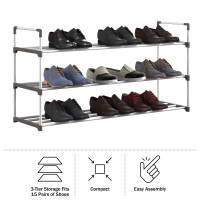 Homecomplete Shoe Rack 3Tier Shoe Organizer For Closet Bathroom Entryway Shelf Holds 15 Pairs Sneakers Heels Boots Wh