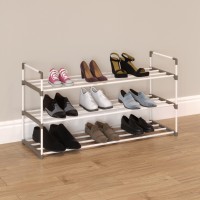 Homecomplete Shoe Rack 3Tier Shoe Organizer For Closet Bathroom Entryway Shelf Holds 15 Pairs Sneakers Heels Boots Wh