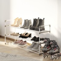 Homecomplete Shoe Rack 3Tier Shoe Organizer For Closet Bathroom Entryway Shelf Holds 15 Pairs Sneakers Heels Boots Wh