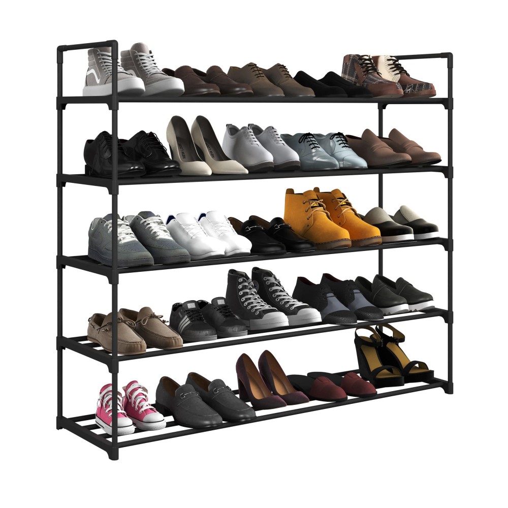 Shoe Rack 5Tier Shoe Organizer For Closet Bathroom Entryway Shelf Holds 25 Pairs Sneakers Heels Boots By Homecomplete