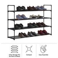 Homecomplete Shoe Rack 4Tier Shoe Organizer For Closet Bathroom Entryway Shelf Holds 20 Pairs Sneakers Heels Boots Bl